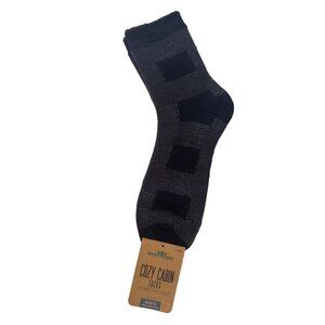 Northeast Outfitters NWT Cozy Cabin Socks Mens M/L Black & Gray Plaid Acrylic Bl